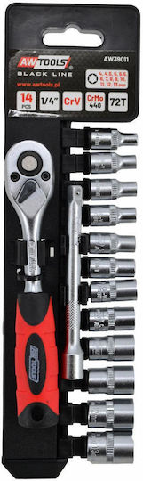 Awtools 1/4" 14-teiliges Schraubenschlüssel-Set Black Line