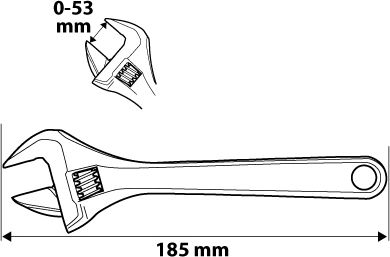 Kurzer verstellbarer Schraubenschlüssel 185 mm Bereich 0-53 mm