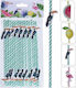 Paper Straws Set/16 Tropic 20cm Flamingo Parrot Toucan Watermelon Lemon