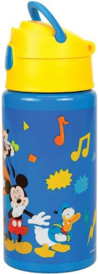 Gim Flip Kids Water Bottle Mickey Aluminium with Straw 500ml