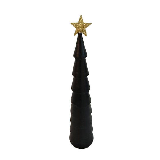 Christmas Decorative Wood Tree Cone 31.5cm Black