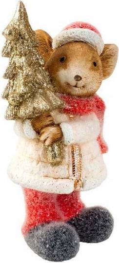 Christmas Decorative Mouse Resin Red Size 6cmx17cm