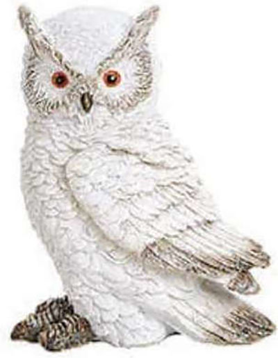 Weiße Schnee-Eule Resinfigur, Maße 12 cm x 13 cm x 8 cm