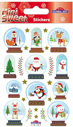 Minisweet Weihnachtsaufkleber Schneekugeln 8x12cm 114551