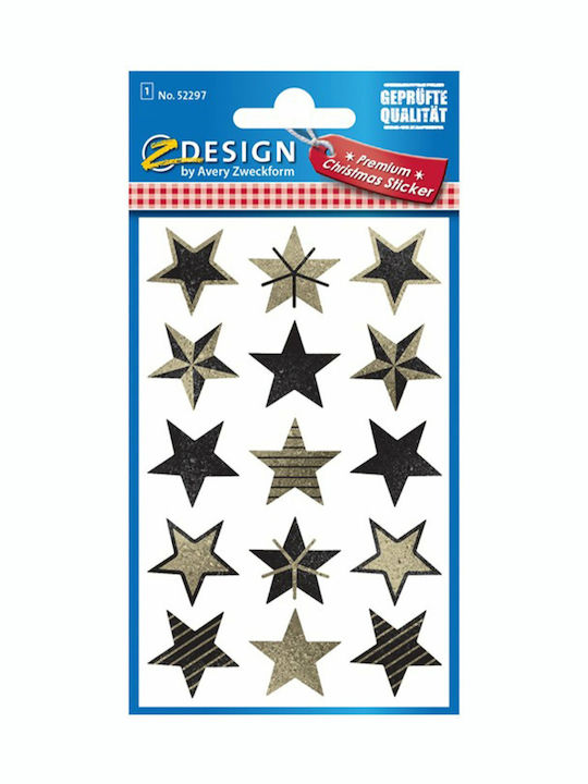 Kreative Aufkleber Etiketten Weihnachtssterne Gold Schwarz 52297