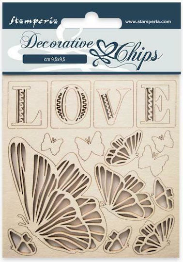 Декоративен чипборд Пеперуди Love 9.5x9.5см Stamperia