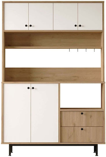 Μπουφές από Ξύλο & Μέταλλο Oak-white 120x35.5x180cm