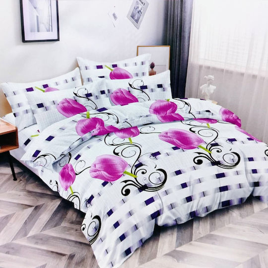 Olia Home Σετ Υπέρδιπλο 4τμχ 220x240εκ. Πολύχρωμο