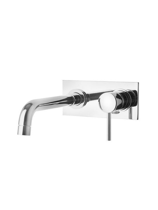 Paini Set Mischer & Auslauf für Wandmontage für für Waschbecken Silber