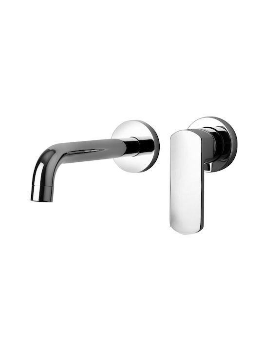 Paini Set Mischer & Auslauf für Wandmontage für für Waschbecken Silber