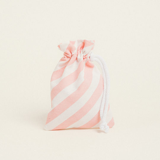 Christening Favor in Pouch Diagonal Stripe Made of Fabric