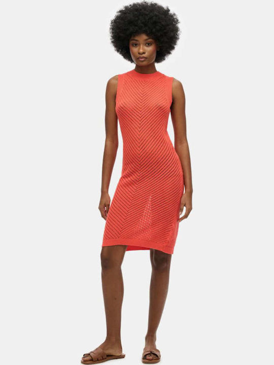 Sommer Mini Gestricktes Orange Kleid