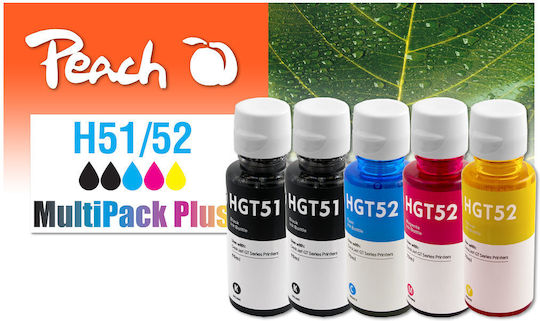 Peach Πακέτο Συμβατών Μελανιών Εκτυπωτή InkJet HP CISS GT51/52 165 Σελίδων 90ml Πολλαπλό (Color) 4τμχ