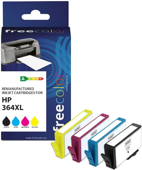 Freecolor Πακέτο Συμβατών Μελανιών Εκτυπωτή InkJet HP 364XL Μαύρο 4τμχ