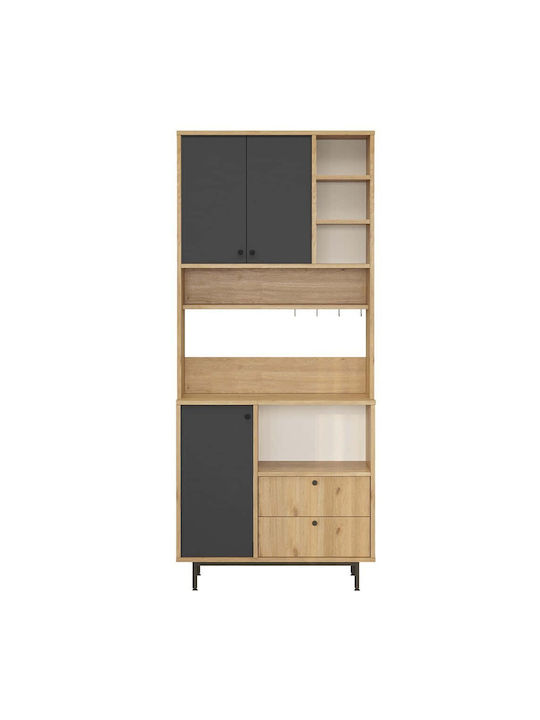 Μπουφές από Ξύλο & Μέταλλο Oak-anthracite 88x35.5x205cm