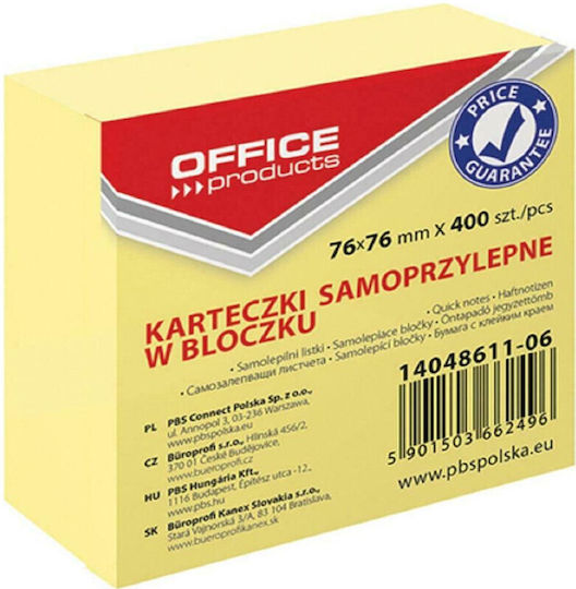 Αυτοκόλλητα Χαρτάκια Office 400 Φύλλων Κίτρινα 76x76mm