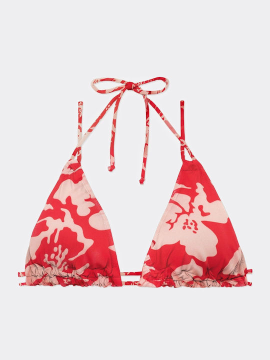 Minerva Padded Triangle Bikini Top Evita Red-pink Hibiscus 90