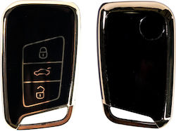 Premium Protective Cover Volkswagen Keyless Key Octavia Seat Compatible Golf 7 Touran Tiguan Arteon Polo Fabia Octavia Karoq Kodiaq Superb Ibiza Leon Black Gold Luvlu