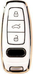 Premium Protective Case Audi Key Compatible A6 C8 A7 A8 Q8 Q7 S-line Rs Allroad 2017-2021 White Gold Luvlu