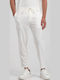 Elastic Trousers in Loose Fit Off White