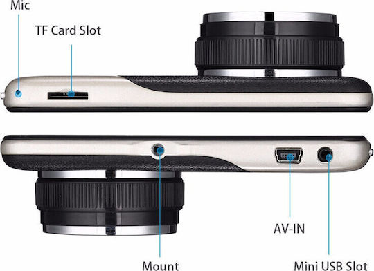 ACP 1080P Windshield Car DVR Set with Rear Camera, 4" Display with Suction Cup