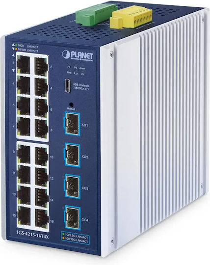 Planet Technology v1 Comutator Gestionat Strat 2 cu 16 Porturi Gigabit (1Gbps) Ethernet