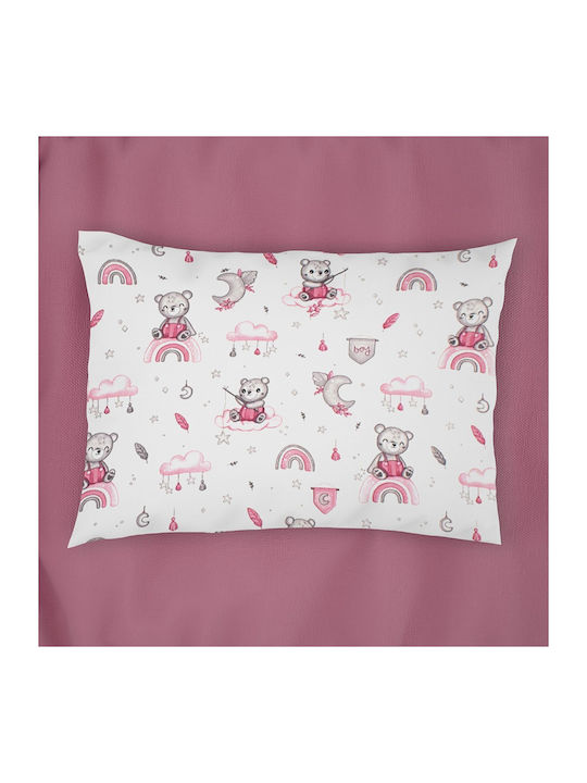 Dimcol Baby Pillowcase White Pink 35x45cm