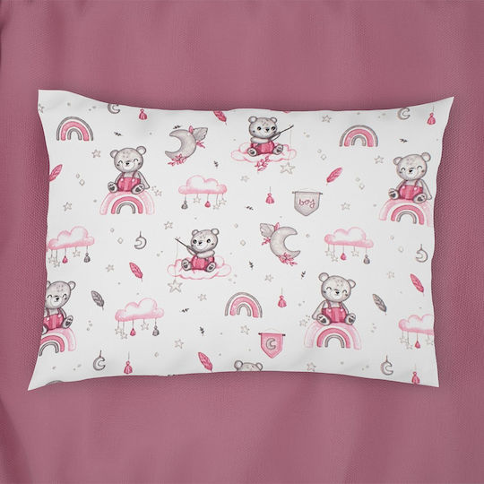 Dimcol Baby Pillowcase White Pink 35x45cm