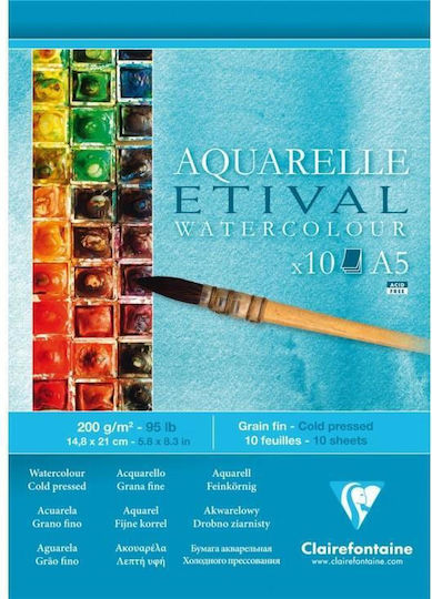 Clairefontaine Μπλοκ Ακουαρέλας Etival 10φ Cold Pressed A5 14,8x21cm 200g