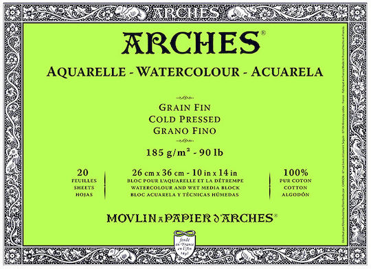 Μπλοκ Arches 4k Aqua 26x36 185gr 20φ Cold Pr