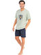 Secret Point Men's Summer Pajamas Set Light Green