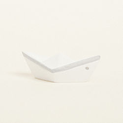 Beauty Home Keramikboot 7,5 x 3,5 x 3 cm Weiß Grau