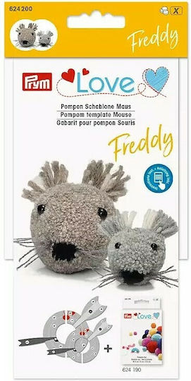 Pompon-Maus-Bastelset Freddy – Das Set Enthält 1 Große Schablone, 1 Kleine, Augen oder Nasen, 2 Prym Love 624200 Tiere – Basteln Sie Ihr Lieblingstier (Pompon-Macher Gerät Code 624190 Muss Separat Gekauft Werden)