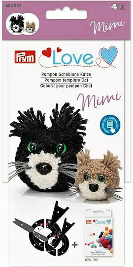 Cat Mimi Pom-Pom Maker Werkzeug - Paket enthält 1 große Schablone, 1 kleine, Augen oder Nasen, 2 Prym Love 624201 Tiere - Erstellen Sie Ihr Lieblingstier (Pom-Pom Gerät Code 624190 erforderlich, separat erhältlich)