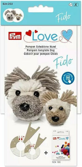 Pom-Pom Hund Fido Herstellungswerkzeug - Paket enthält 1 große Schablone, 1 kleine, Augen oder Nasen, 2 Prym Love 624202 Tiere - Um Ihr Lieblingstier herzustellen, müssen Sie das Pom-Pom Gerät Code 624190 kaufen