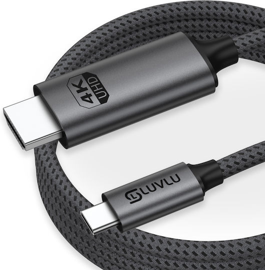 Luvlu Cablu Usb C La Hdmi Uhd 4k@60hz Viteză 18gbps 3d Hdr Hdcp Dublu Împletit Compatibil Thunderbolt 3/4 Iphone 16 Pro Max Macbook Pro Air Dell Xps Ipad Pro Lenovo Lungime 3m