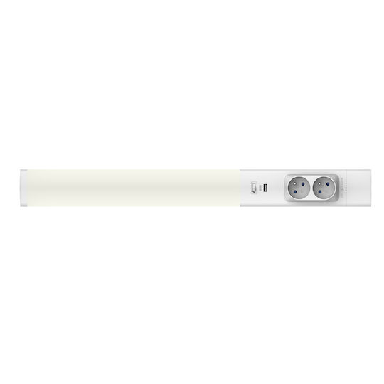 Dual Under-cabinet Lamp 18w 4000k Usb-a/c + 230v Sockets