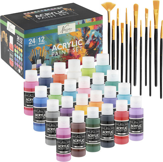 Nassau Paint Acrylic & 12 Brushes Ar0765/ge Toys