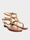 Leather Women's Flat Sandals Anatomic in Brown Color
