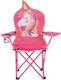 Scaun de camping pentru copii, pliabil, model unicorn, husă 36x36x75cm, fucsia
