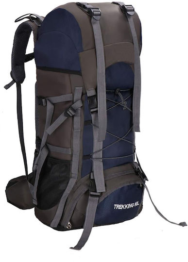 Husă impermeabilă pentru rucsac militar tactic de drumeție, 90 litri, 25 kg, 74x32x20 cm, albastru-gri