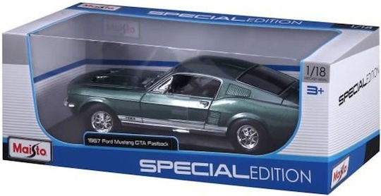 Metal Miniature Vehicle Maisto 1967 Ford Mustang Gta Fastback Green for Children Aged 6 and Up