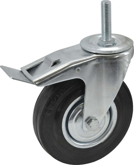 Awtools Lenkrolle Schwarz Gummi Bremse Gewindeschaft 100mm