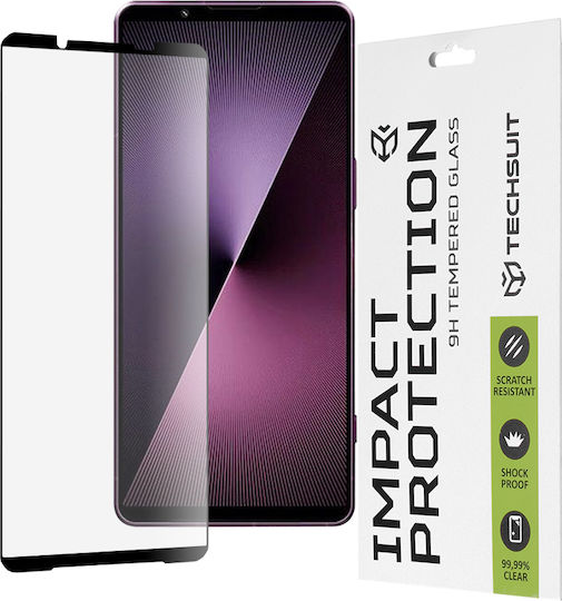 Techsuit 0.33mm Vollkleber Vollflächig gehärtetes Glas Schwarz (Sony Xperia 1 VII)