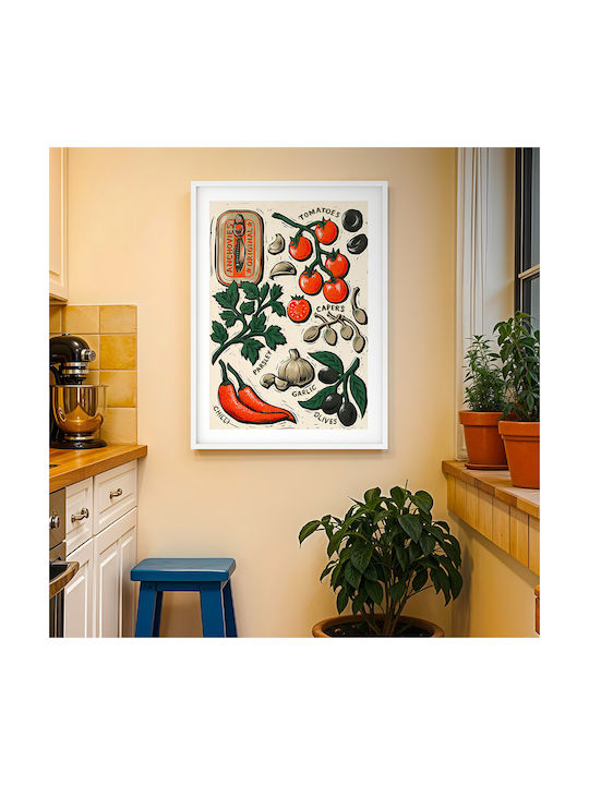 Poster Best Cooking Ingredients Pst25304 30cm X 40cm Μαύρο Ξύλινο Κάδρο