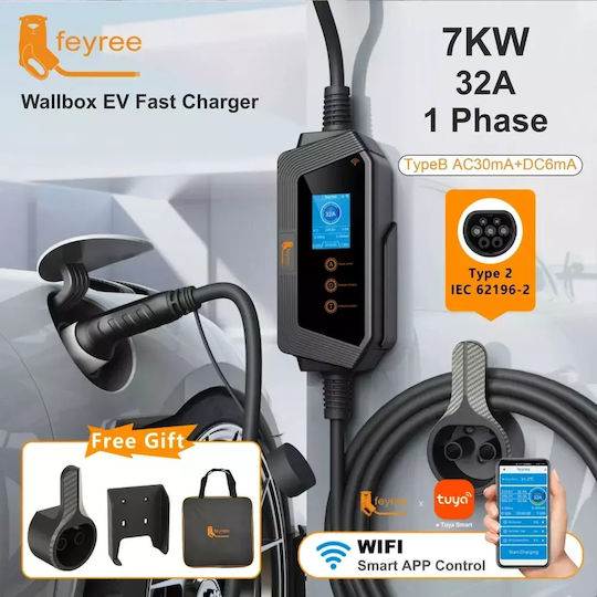 Feyree Hero EV-H8 Φορητός Μονοφασικός Σταθμός Φόρτισης 7kW με Ενσωματωμένο Καλώδιο Type 2