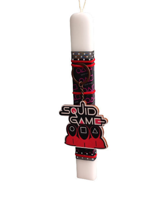 Πασχαλινή Λαμπάδα Squid Game Πλακέ Αρωματική, Χειροποίητη και με Κουτί Game Λευκή