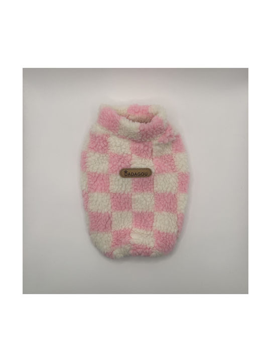 Bonnie Medium Γιλέκο Σκύλου Fleece Καρό Ροζ & Λευκό