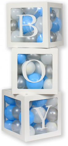 Dekoratives Ballonboxen-Set 35cm Ballonbuchstabenboxen Junge 3 Stück