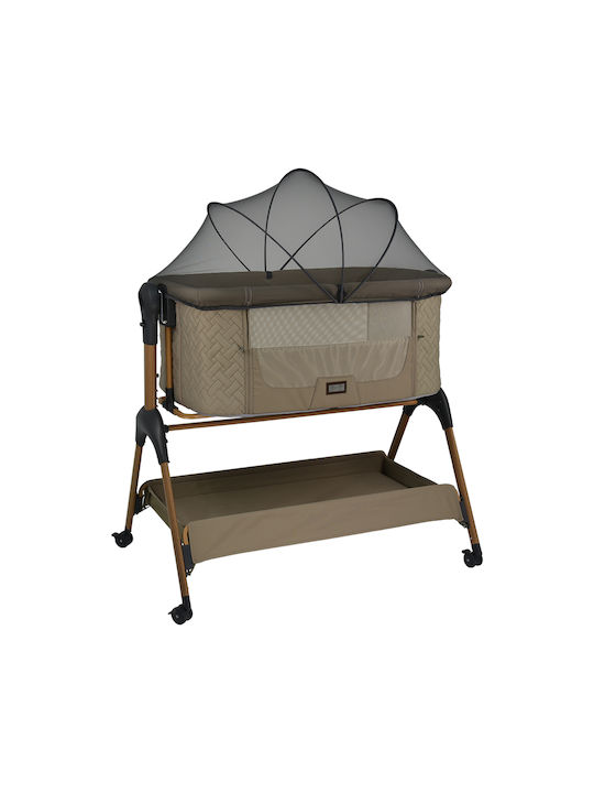 Bebe Stars Cradle with Mattress, Side Opening, and Wheels Beige